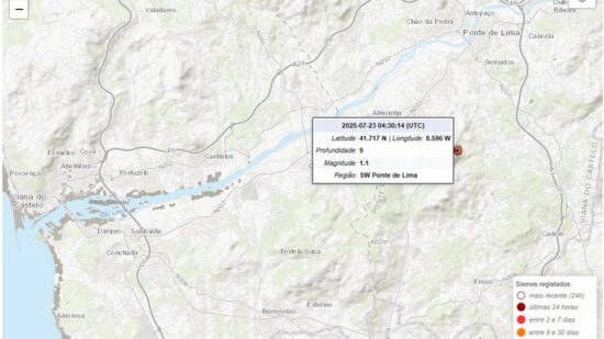 Sismo registado em Ponte de Lima